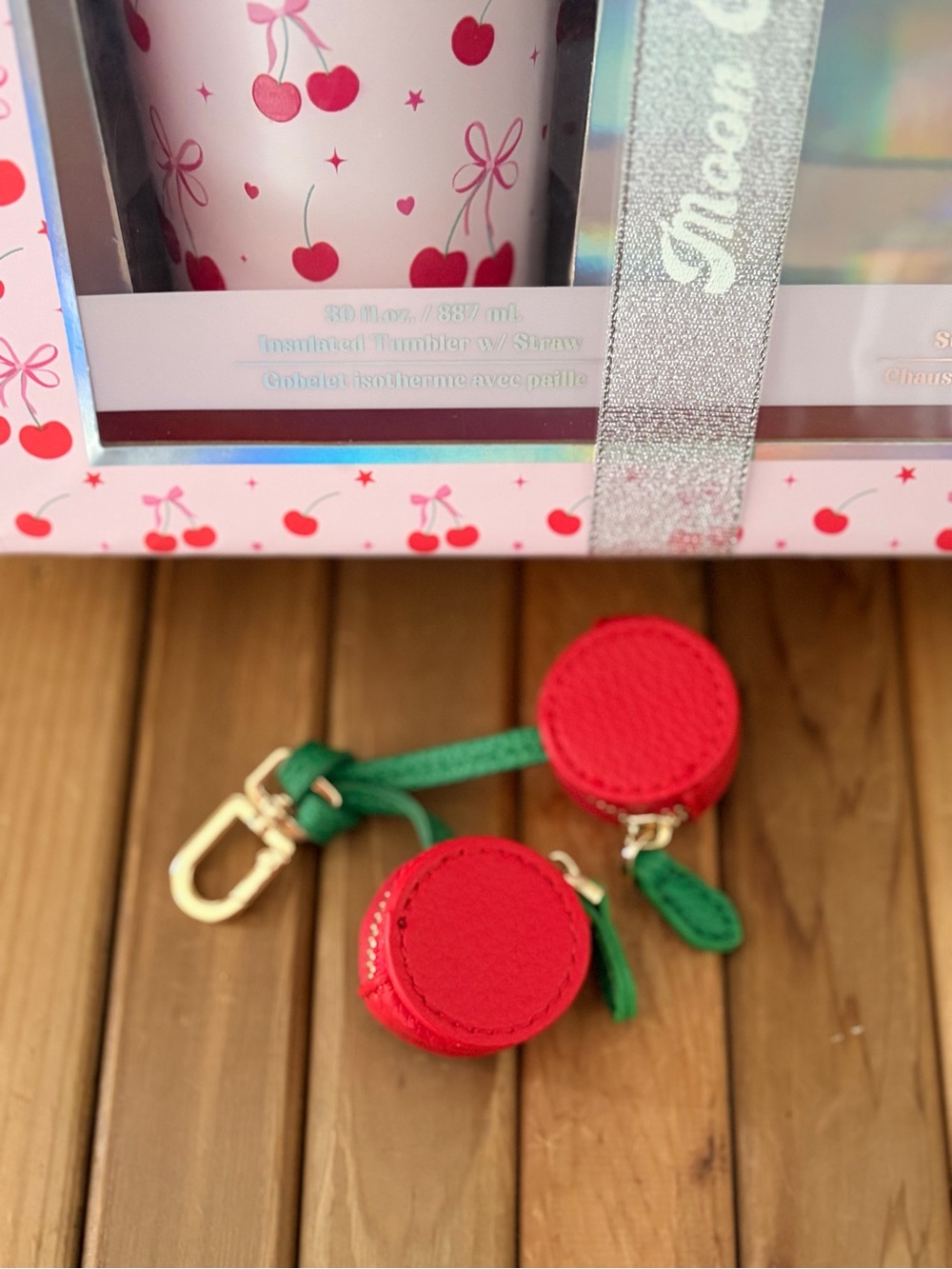 Moon Cake Cherry Tumbler Slouchy Socks Gift Set and Cherry Keychain - Picture 9 of 10